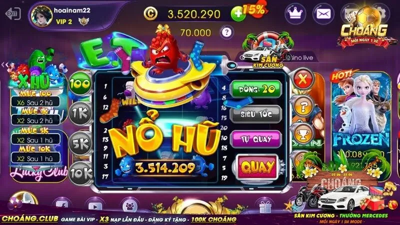 Giao diện game nổ hũ ET Slot dễ nhìn, hình ảnh sắc nét
