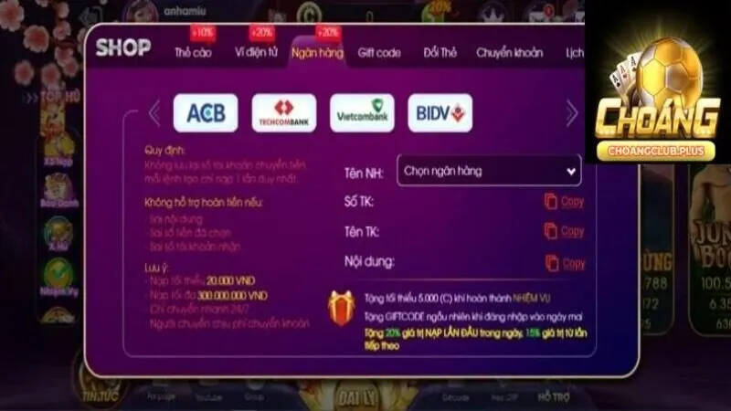 Nạp tiền nổ hũ Choangclub qua MoMo chỉ trong 5 phút